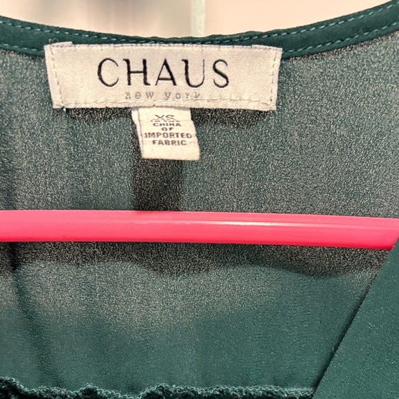 Chaus Women's Deep Green Flutter Sleeve Blouse - Picture 3 of 4